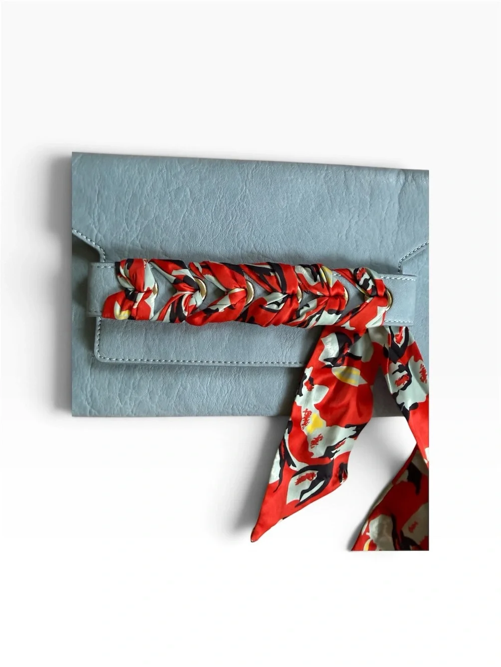 Market & Spruce- Prue Light Blue Crossbody Bag with Red Scarf Accent